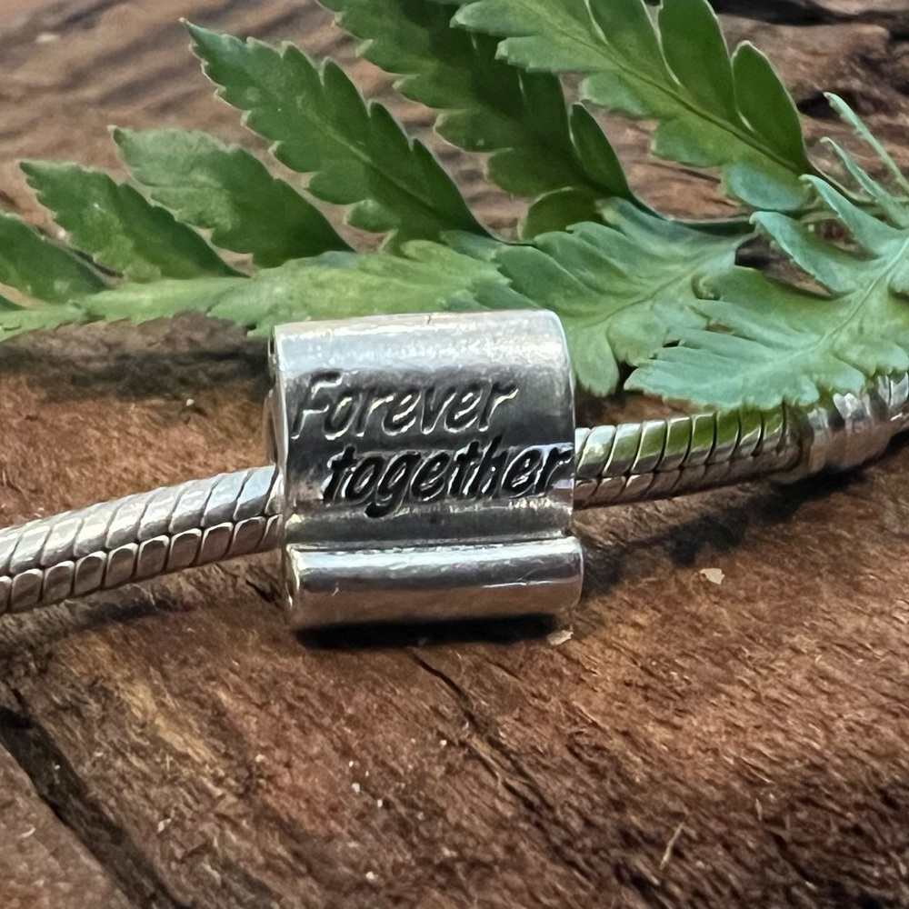 Authentic Pandora Charm Forever Together Scroll Bead Engravable Silver Love Fam